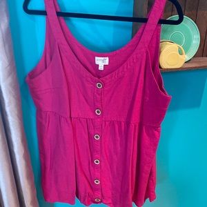Terra & Sky NWT Fuchsia Button Front Tank